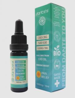 Dante's CBD+CBG olej proti bolesti 1000 (Full spectrum, 10ml)