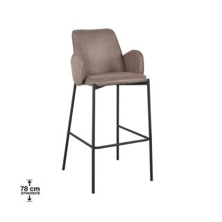 Barová židle Bar stool Joni - Taupe - Micro Suede - Zithoogte 78 cm