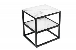 Bílý hranatý odkládací stolek Elegance 45 cm