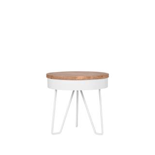 Bílý/přírodní mangový odkládací stolek Rafael