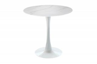 Bílý skleněný stůl Lyon 80 cm