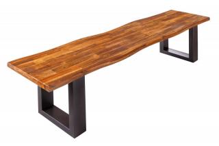 Hnědá dřevěná lavice Genesis 180 cm