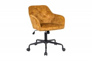 Hořčicová sametová židle Dutch Comfort