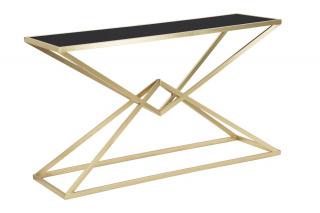 Konzolový stolek Mauro Ferretti Pyrmo 130x40x75 cm, zlatá/černá