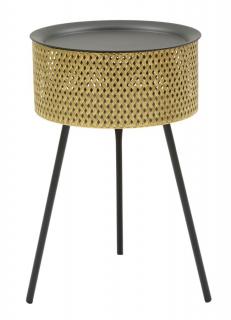 Kulatý odkládací stolek Helin, 35x50 cm, zlatá/černá