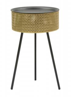 Kulatý odkládací stolek Helin, 40x65 cm, zlatá/černá