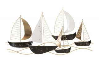 Nástěnná dekorace Mauro Ferretti Boats, 115x5x63 cm, zlatá/černá