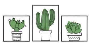 Nástěnný panel CACTUS SET 3PZ 33X1,3X46,5-33X1,3X33