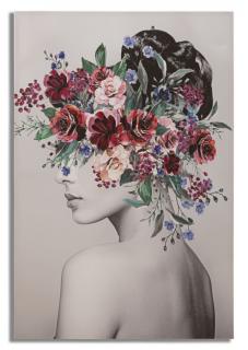 Obraz STAMPA DIPINTA LADY FLOWER -B- 80X2,8X120 cm