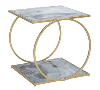 Odkládací stolek Mauro Ferretti Alar O, 52,5x50x51 cm, zlatá/vícebarevná