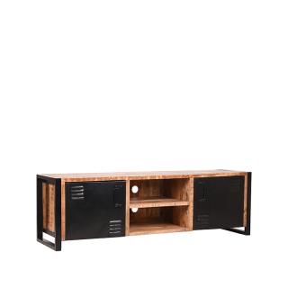 Přírodní/černý masivní mangový TV stolek Leiden, 160 cm