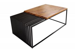 Přírodní sheesham konferenční stolek Architecture 100 cm