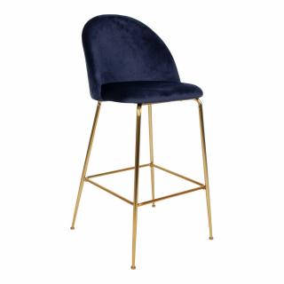 Sametová barová židle Louis tmavě modrá/mosazná