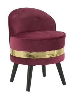 Sametová mini stolička Mauro Ferretti Faria v barvě bordó 45x62 cm