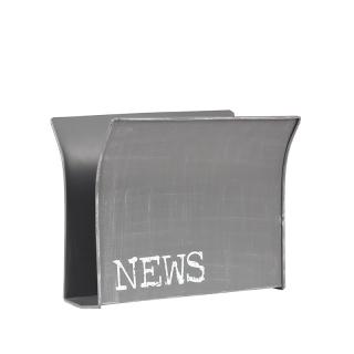 Šedý kovový stojan na časopisy News