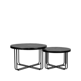 Set 2 černých kovových konferenčních stolků Netto