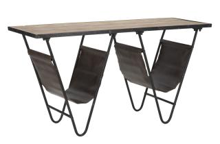 Stůl se stojanem na noviny Mauro Ferretti Coras Double 120x43x62,5 cm, černá/hnědá