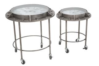 Tmavě šedý set 2 ks konferenčních stolků Mauro Ferretti Time 59,5x64-45x52 cm