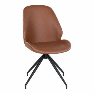 Vintage hnědá kožená otočná židle Galra