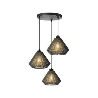 Závěsné svítidlo Hanglamp Ibiza Diamond 3-Lichts 30x30x150 cm - Black - Jute