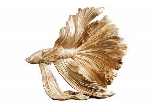 Zlatá dekorace Fisch Crowntail 35 cm