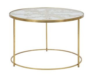 Zlatý kulatý konferenční stolek Mauro Ferretti Butterflies, 60x40,5 cm
