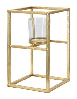 Zlatý stojan na svíčku Mauro Ferretti Poda, 15x15x25 cm