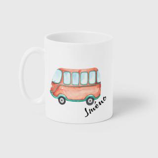 Bílý keramický hrníček s vlastním jménem Autobus 330ml