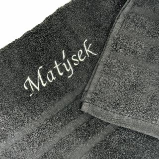 Černý ručník s vlastním textem 50 x 100 cm