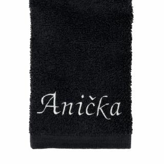 Malý černý ručník s vlastním textem 30 x 50 cm