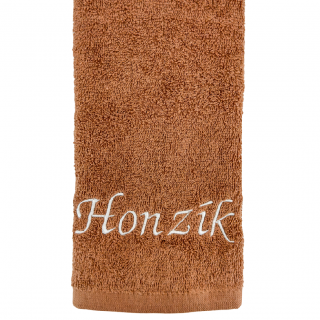 Malý hnědý ručník s vlastním textem 30 x 50 cm