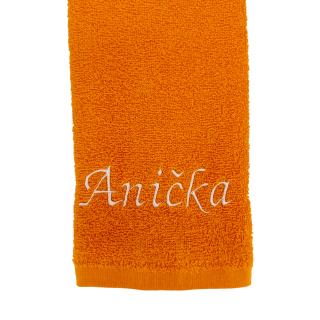 Malý oranžový ručník s vlastním textem 30 x 50 cm
