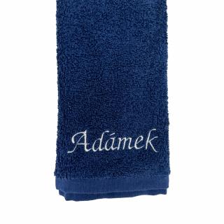 Malý tmavě modrý ručník s vlastním textem 30 x 50 cm