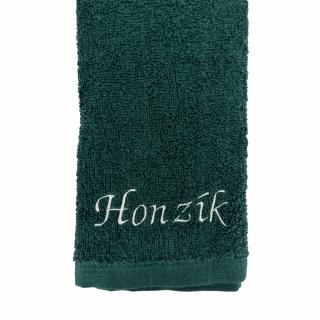 Malý tmavě zelený ručník s vlastním textem 30 x 50 cm