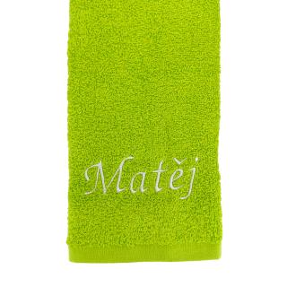 Malý zelený ručník s vlastním textem 30 x 50 cm