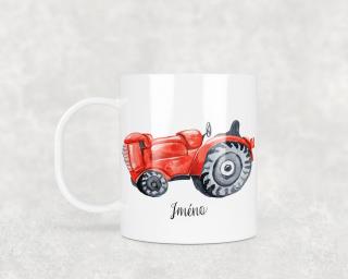 Plastový hrnek s vlastním jménem s červeným traktorem 330ml