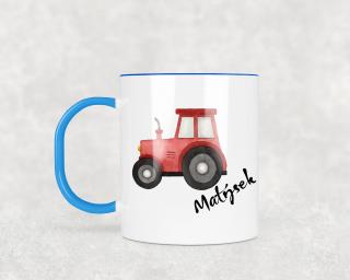 Plastový hrnek s vlastním jménem Traktor červený 330ml Modrá