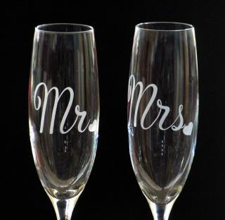 Rytiskla.cz DEKOR SVATEBNÍ, vz 055b, MR. a MRs, např. na sklenici 380 ml