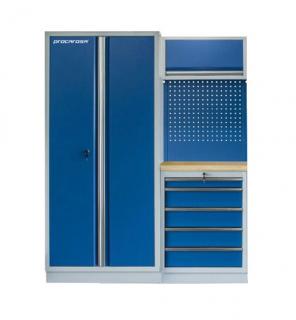 Sestava dílenského nábytku Procarosa PROFI XS-III Barva: Modrá, Pracovní deska: dřevěná