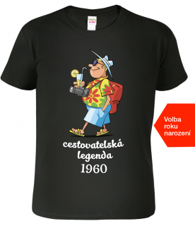 Tričko k 60. narozeninám - Cestovatelská legenda Barva: Černá (01), Velikost: 2XL