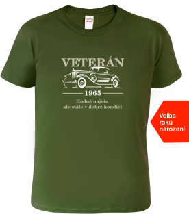 Vtipné tričko k 60. narozeninám - Veterán Barva: Military (69), Velikost: M