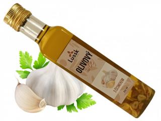 Olivový olej s česnekem, 250 ml (Olivový olej s česnekem má aromatickou chuť a vůni po česneku.)