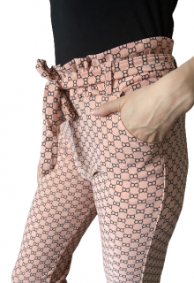 LOLLA dámské kalhoty vysoký pas PUDROVÉ Velikost: XL
