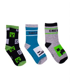 MINECRAFT chlapecké ponožky CREEPER/SKELETON 3V1 Velikost: 27/30