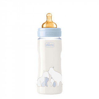 CHICCO Dojčenská plastová fľaša Original Touch latex, 330 ml - chlapec