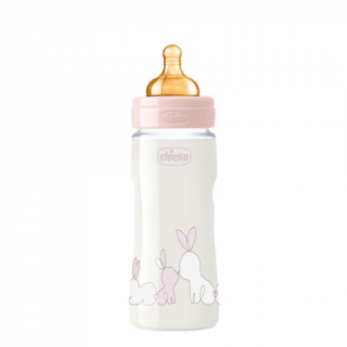 CHICCO Dojčenská plastová fľaša Original Touch latex, 330 ml - dievča