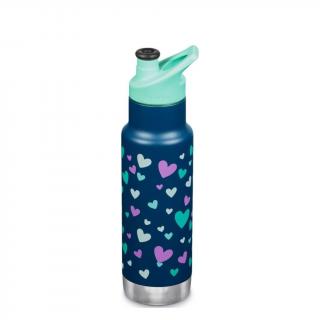 KLEAN Kanteen dětská nerezová láhev Sport Cap navy hearts 355 ml