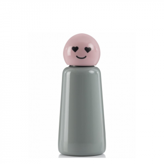 LUND LONDON nerezová Termo láhev Skittle Bottle Mini 300ml - Light Grey & Pink Heart