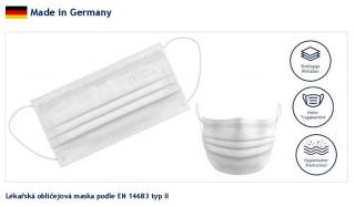 Rouška - lékařská obličejová maska - Made in Germany, 50ks (24,-/ks)
