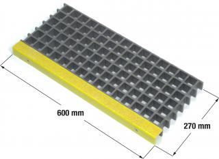 Plastový kompozitní schodišťový stupeň 600 x 270 mm / výška 38 mm